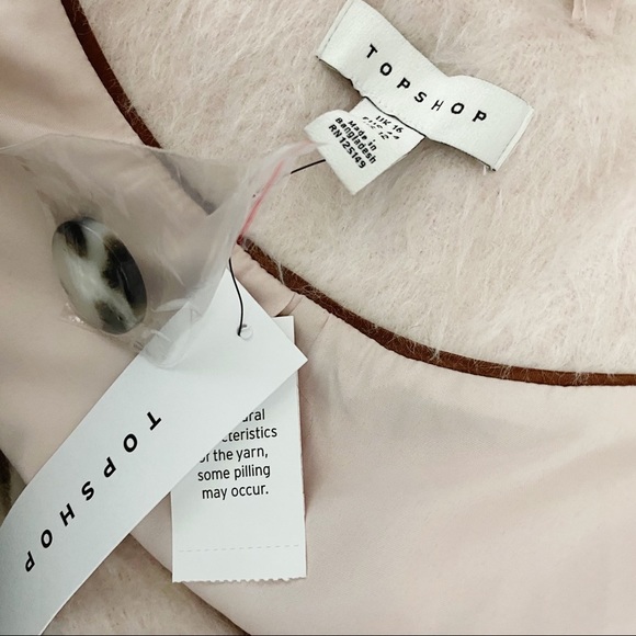 Topshop Pink Fuzzy Carly Button Trench Coat 12 - Picture 5 of 7